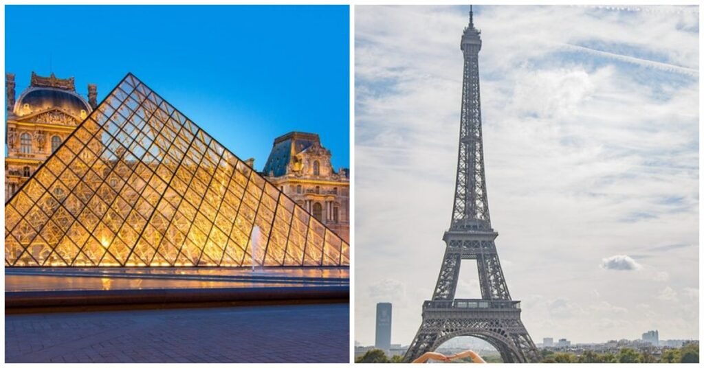 Louvre and Eiffel Tower